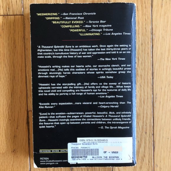 4/$30, Novel, "A Thousand Splendid Suns," by Khaled Hosseini *BUNDLE DEAL - Picture 2 of 2